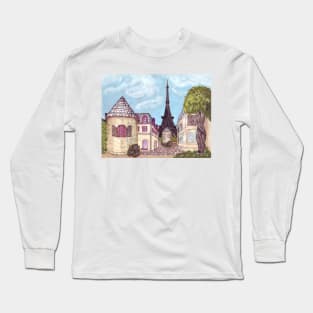 Paris Eiffel Tower Inspired Landscape Long Sleeve T-Shirt